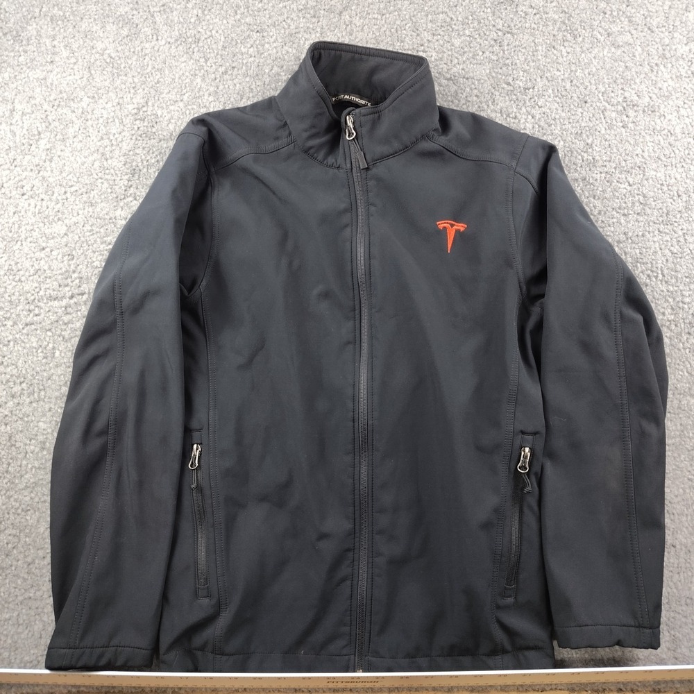 Tesla Jacket Mens Small Soft Shell Black Full Zip Embroidered Uniform EUC